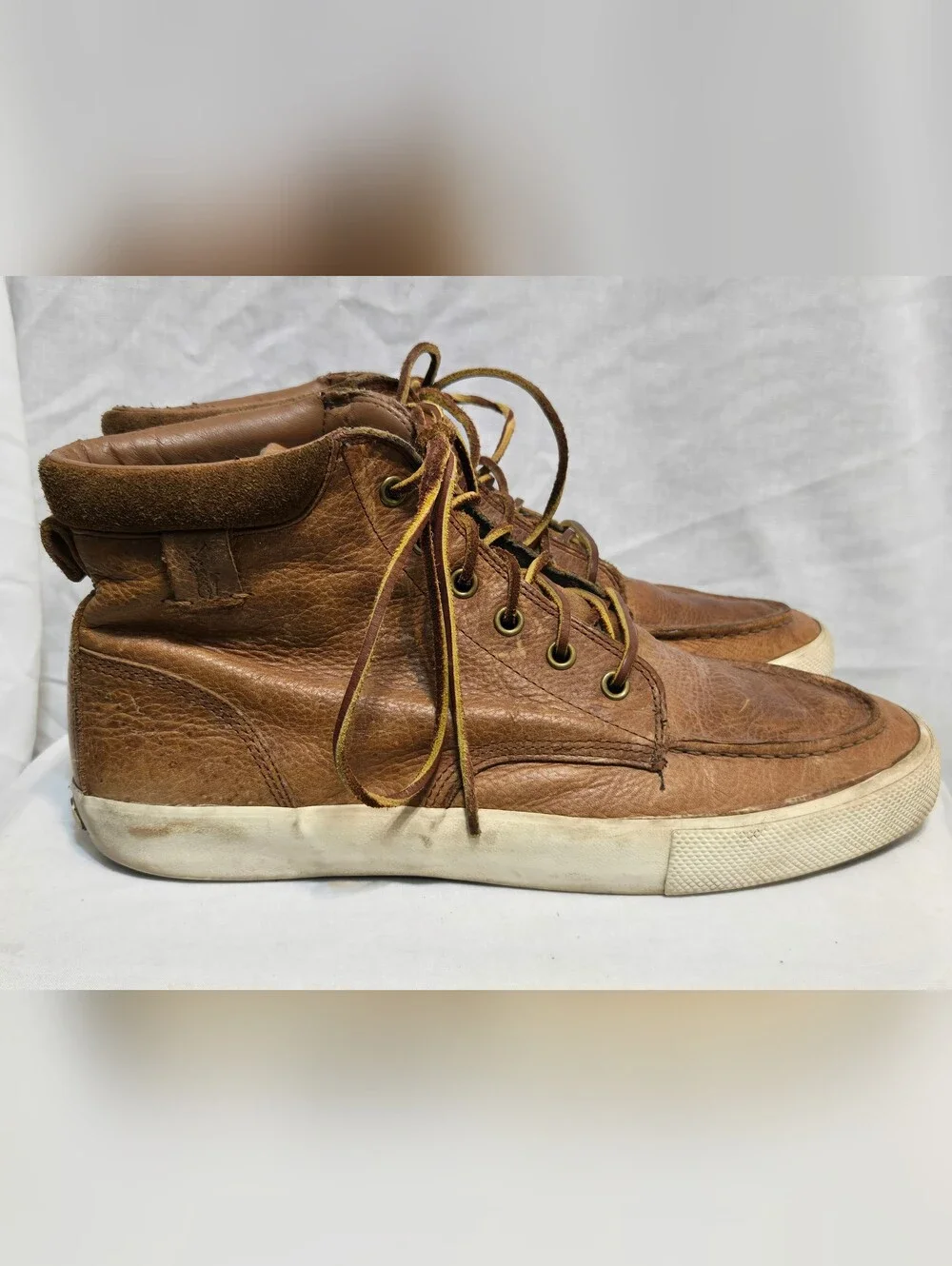 Polo Ralph Lauren Mens Boots Tedd Pull Up Grain Brown Tan Shoes Size 10D
